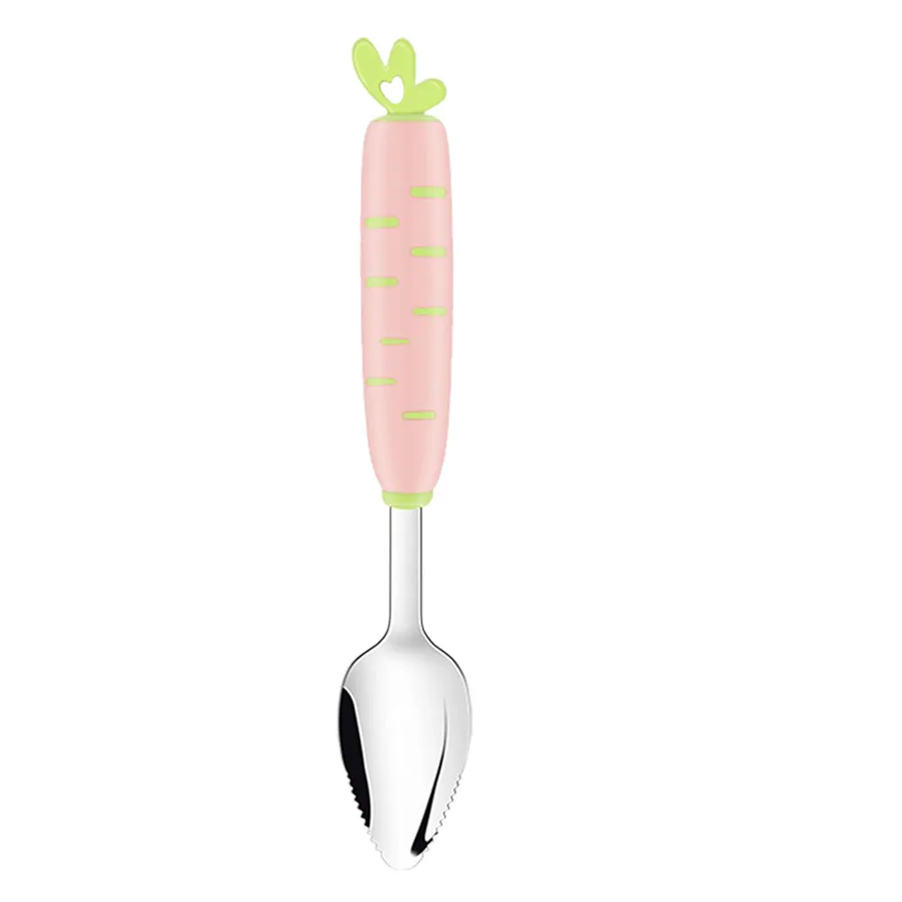 Baby Fruit Puree Spoon Stainless Steel Safe Reusable Kids Feeding Utensils Toddlers Self Feeding Training Tableware