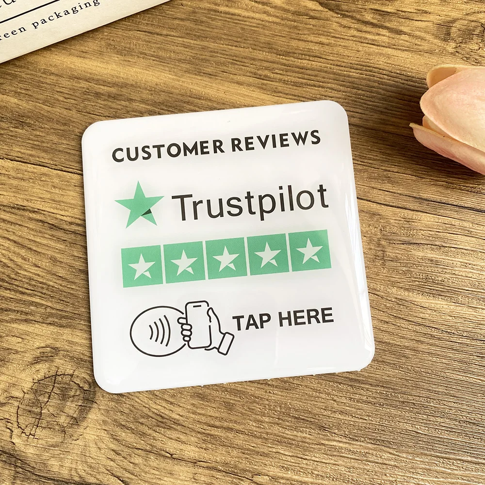 10X10cm Waterproof Review us on Google Stickers Instagram Facebook Epoxy NFC Google Review Plate with Backside Adhesive