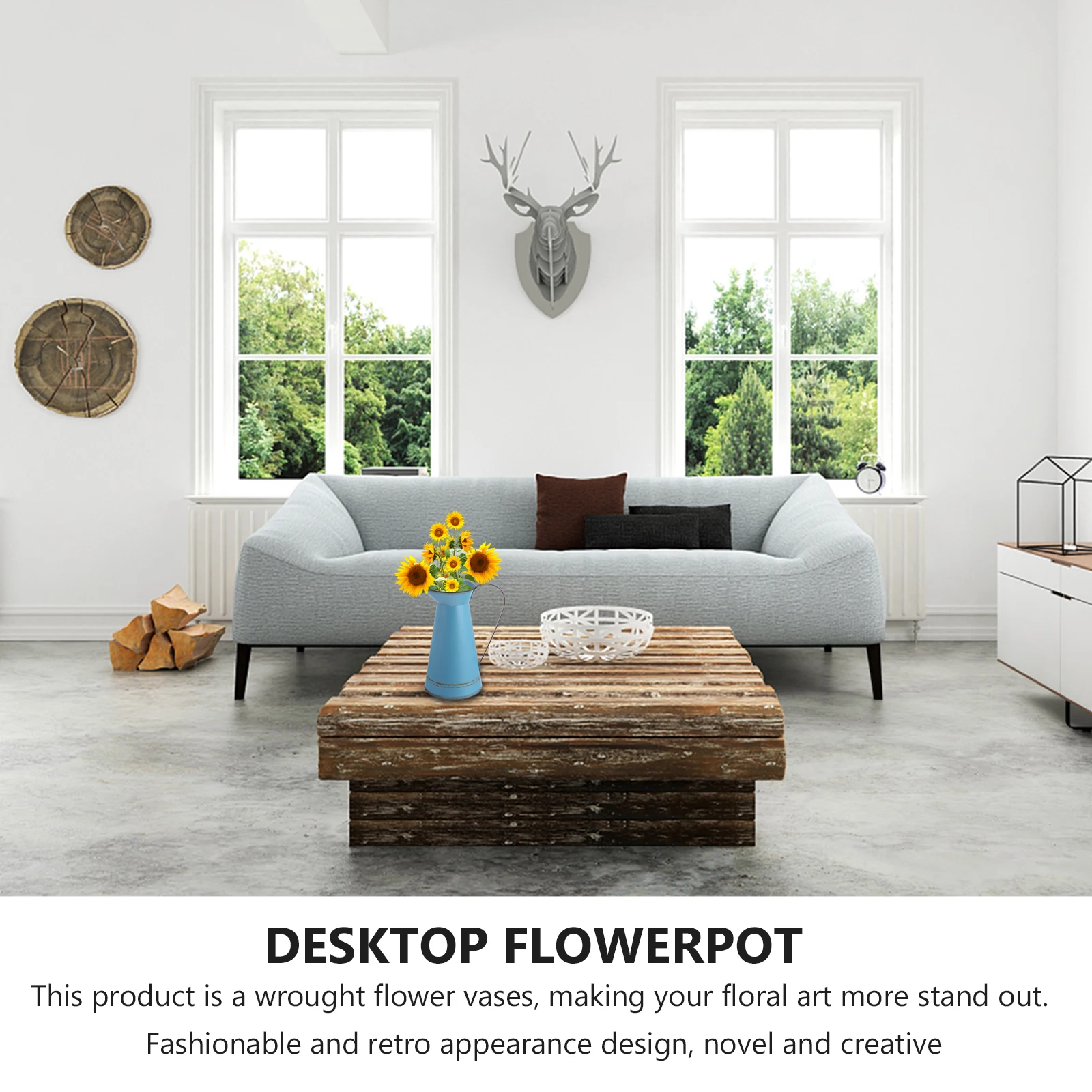 Solid Color Flower Bucket Blue Iron Decorative Bucket For Home Decoration Multifunctional Flower Planter Succulent