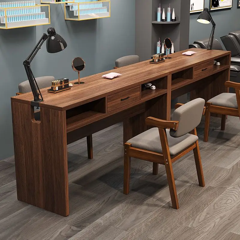！@Hot Selling Modern High Quality Solid Wood Nail Art Table for Mall Commercial Use