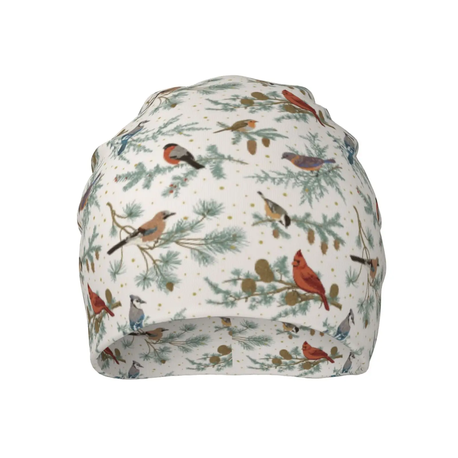 Bird Print Pattern Knitted Hat Casual Hanging Woolen Hat Chemotherapy Patient Headscarf Unisex Knitted Hat