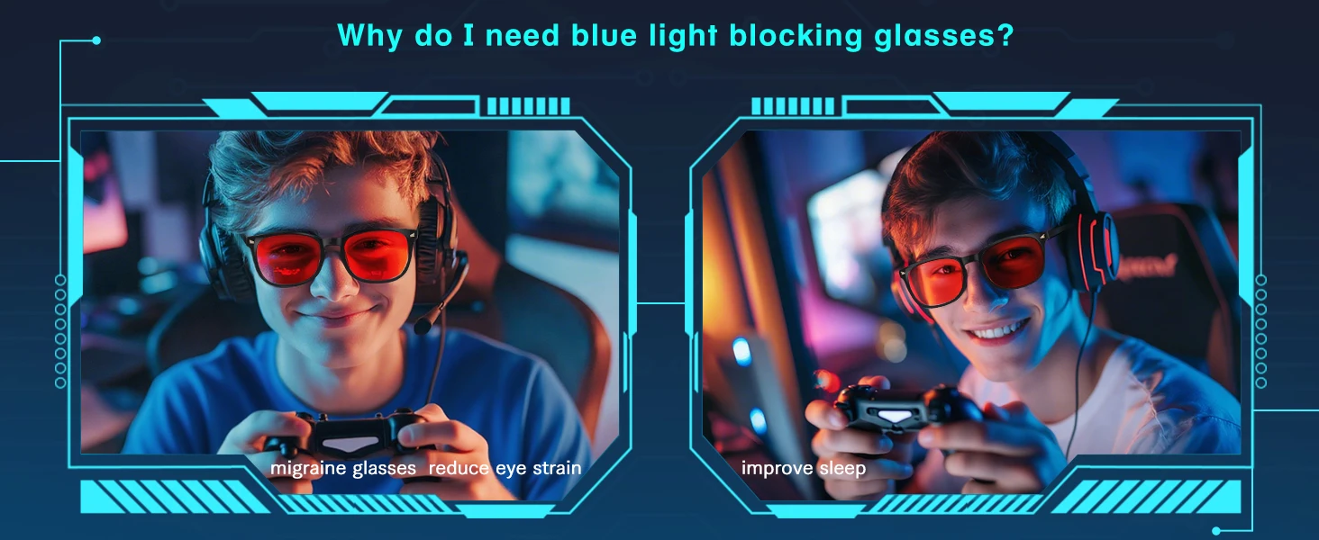 SHINU TR90 Rahmen Better Sleep Rote Gläser Brille Blaues blockierendes Licht Brille Computer Gaming – Detail 1