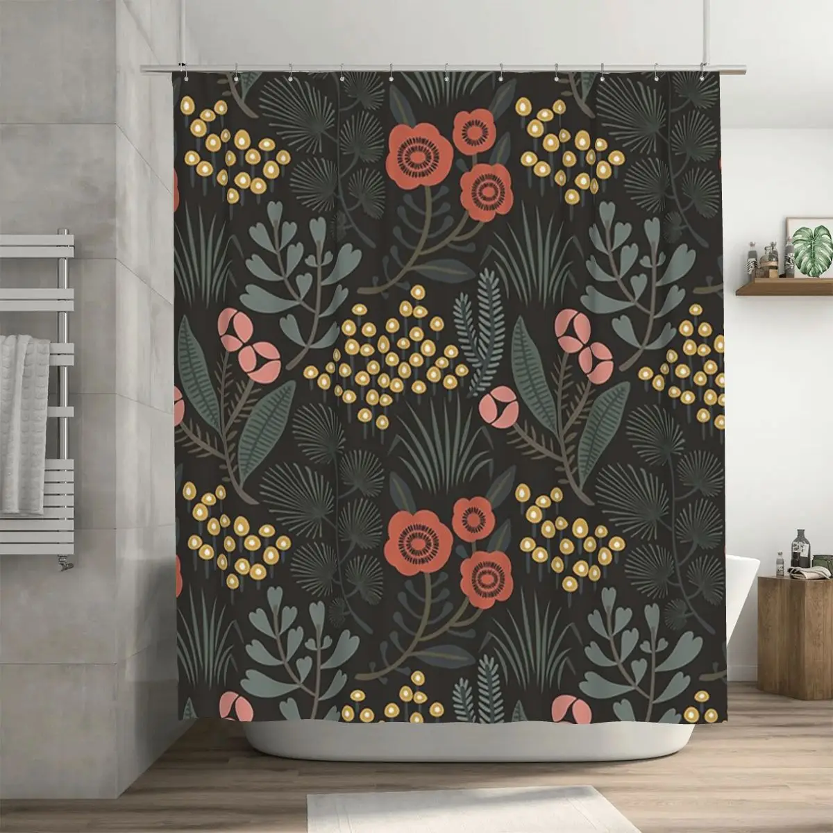 

Занавеска для душа Night Garden, полиэстеровая, водонепроницаемая, для ванной комнаты, с крючками