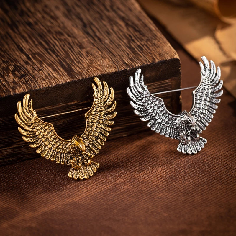 Vintage Legierung Adler Broschen Tier Corsage männer Anzug Hemd Kragen Pins Mode Abzeichen Zubehör Casual Schmuck Giftsi-Remiel – Detail 3