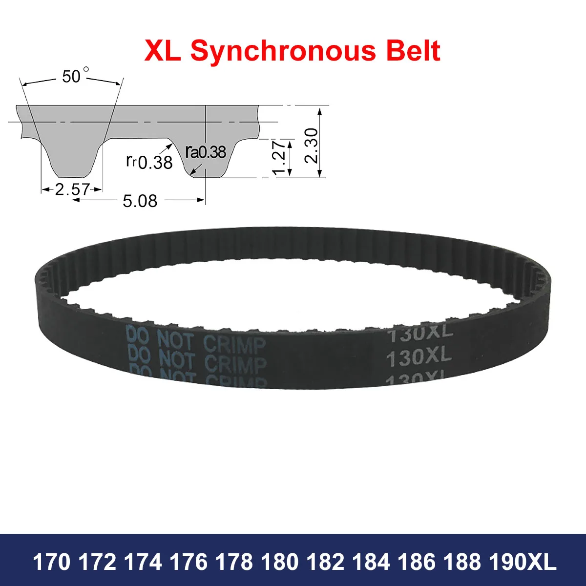 1Pcs XL Timing Belt 170 172 174 176 178 180 182 184 186 188 190XL Width 10mm 12.7mm Rubber Synchronous Belt Drive Belt