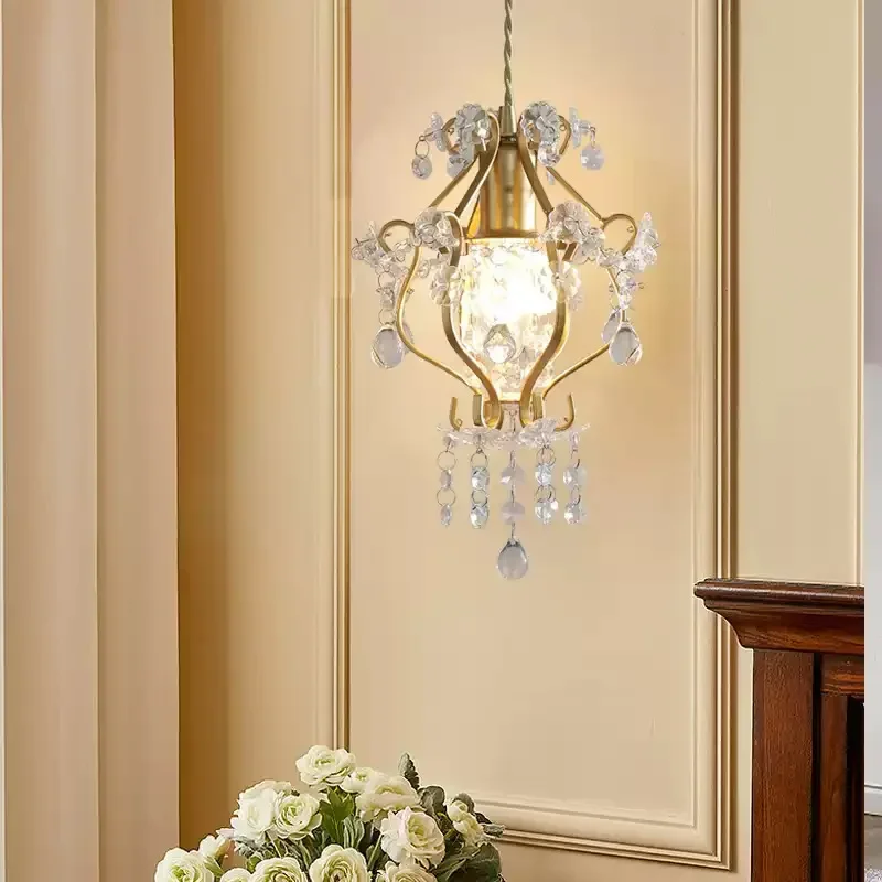 Средневековая элитная хрустальная люстра для спальни, американский свет, роскошная вилла для проживания в семье, гардероб, вход, балкон, эркер