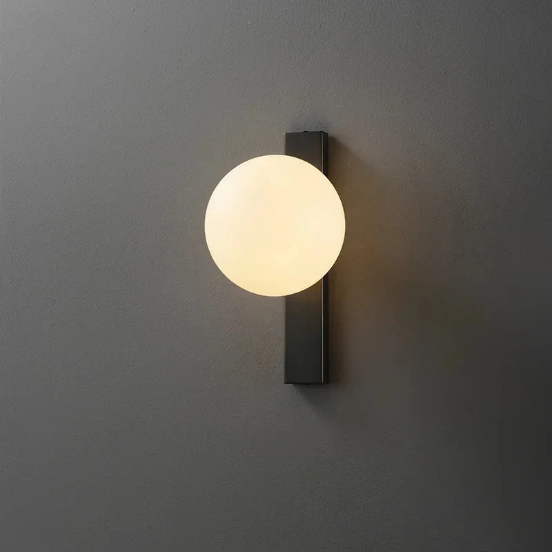 

Minimalist Glass Wall Lamp Ball Wall Sconce for Home Bedroom Bedside Lamp Hotel Aisle Living Room Background Wall Light Fixtures
