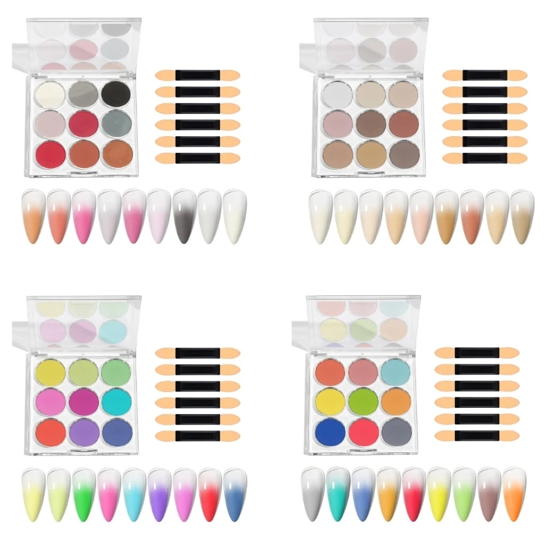 Nail Gradient Powder Set Create Colorful Fading Effects with Solid Nail Powder DIY Nails Designs