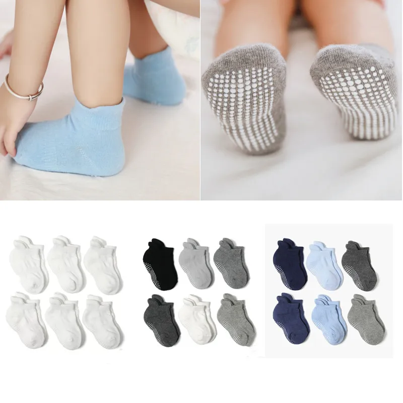 

6 Pairs/Lot Winter Cotton Socks Anti-slip Non Skid Ankle Socks Baby Toddler Kids Boys Girls 0-7Years