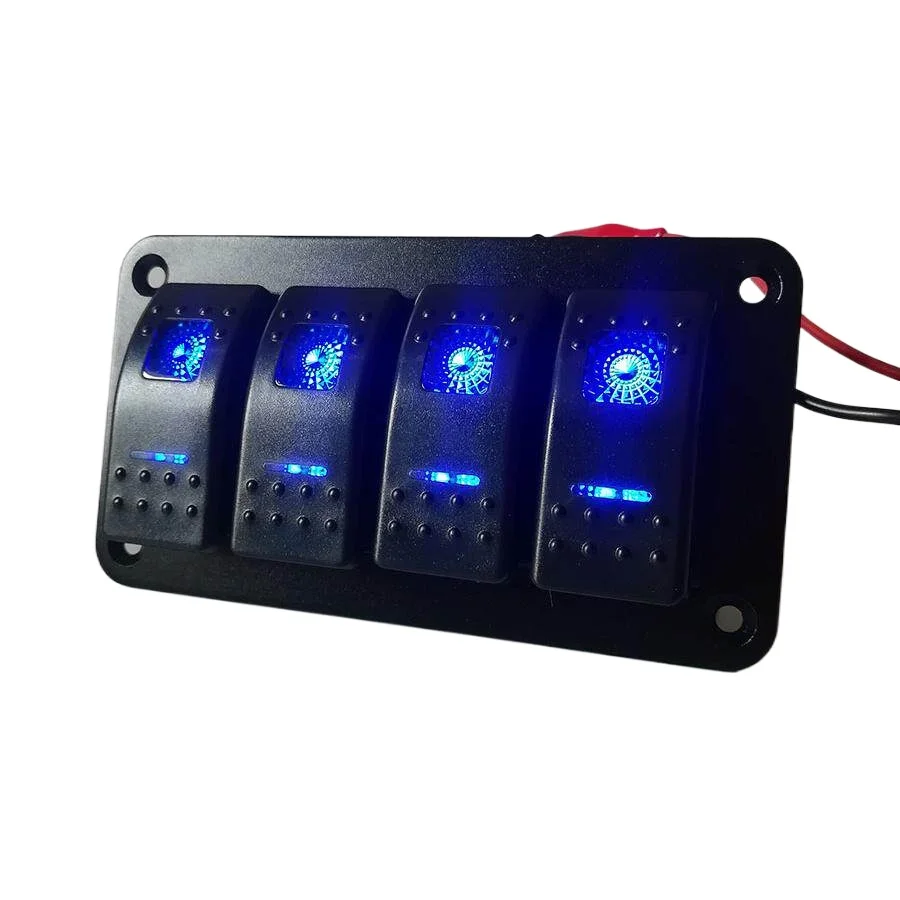 

RV switch four-position modified metal panel combination second gear ON-OFF car boat-shaped rocker 12V24V universal