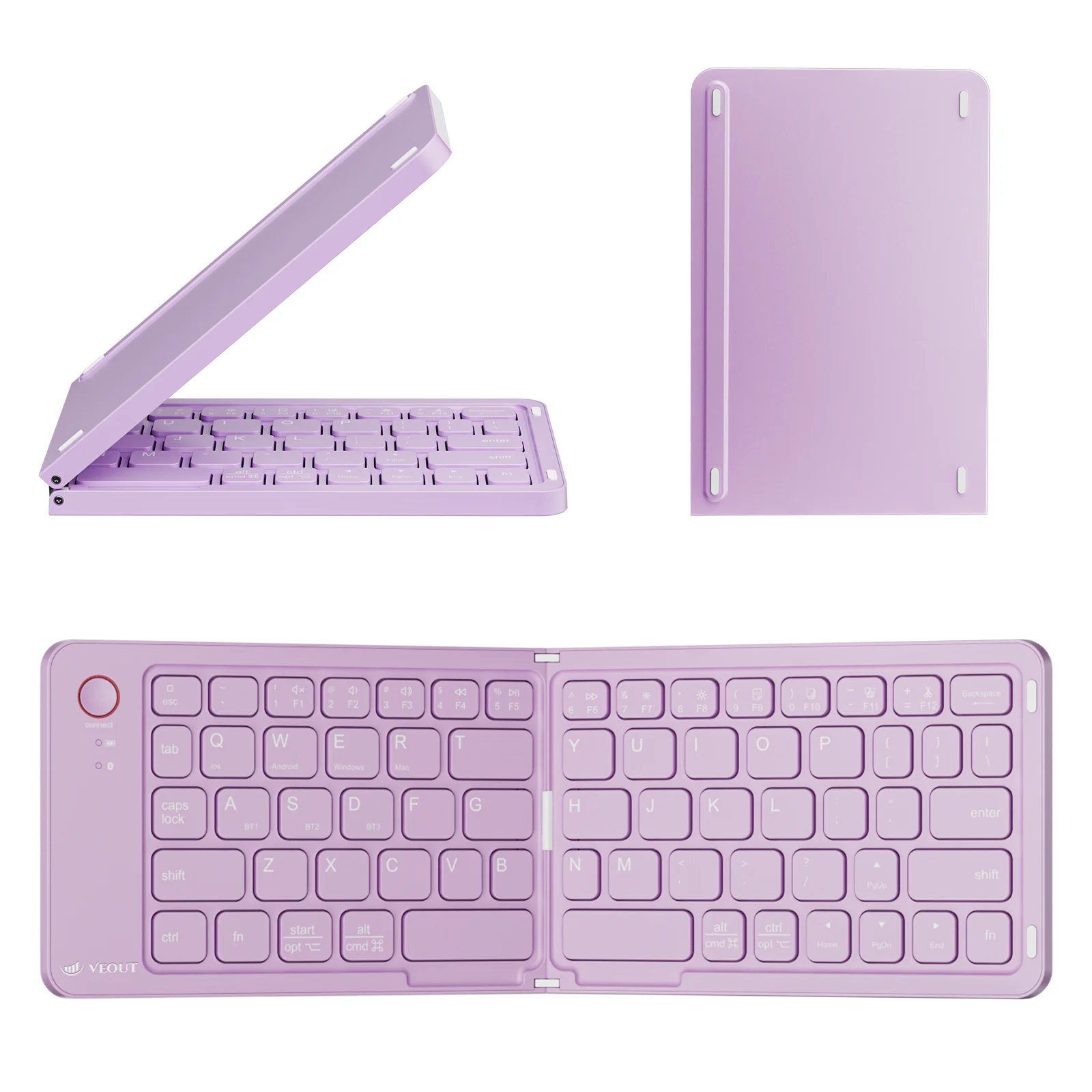 

VEOUT E4 Wireless Folding Keyboard – Available in Black, White, Pink, and Purple | Sleek, Portable, and Elegant Wireless Keyboar