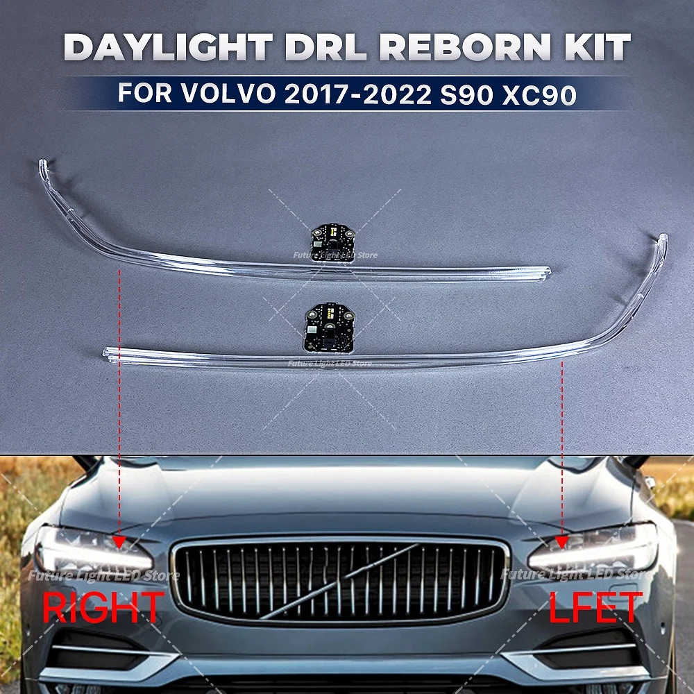 

New DRL Light Guide Plate DRL Chips Boards For Volvo XC90 S90 V90 2017-2022 LED Headlight Daytime Running Light Tubes Bar