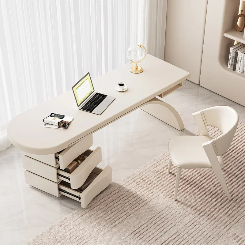 Cremefarbene Frankreich-Büroschreibtische Designer Luxuriöse moderne einfache Büroschreibtische Massivholz-Büromöbel Bureau De Chambre FYOD