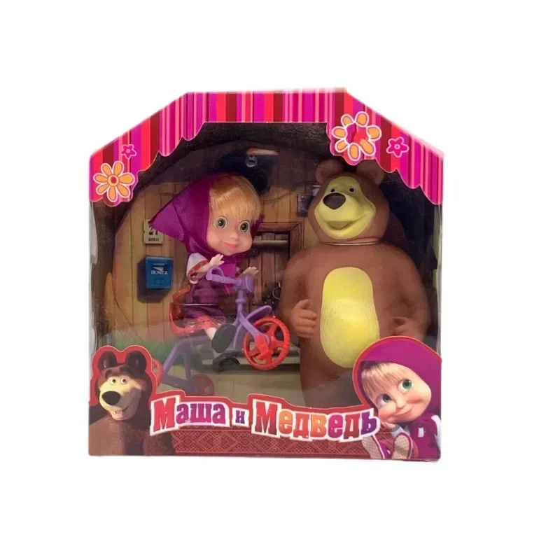 The New 6.5 "masha and The Bear Birthday Gift Set Action Figure Animated Model Cartoon Toy Children's Doll Vinyl Bear Can Sound