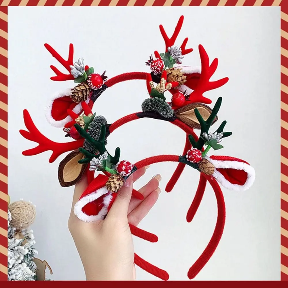 Christmas Decoration Christmas Headband Elk Hair Hoop Elf Antlers Headband Fawn Horn Santa Deer Horn Hair Band Girl