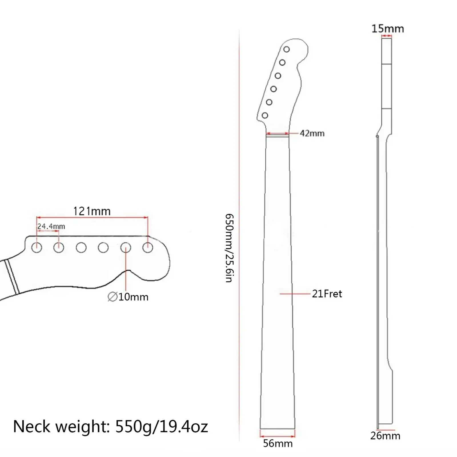 Rosewood Fingerboard for Telecaster, Roasted Maple Guitar Neck, 22 Frets, 22.5 Inch，Exquisite products