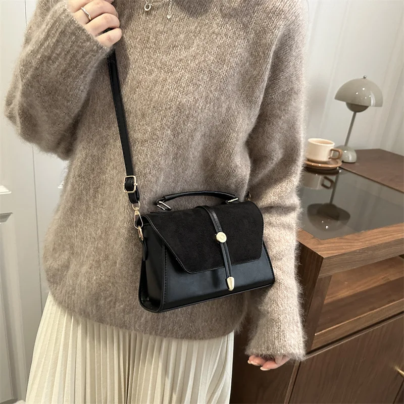 Lady Cross-border Best-selling Deerhide Velvet Matte Handbag - High-end, Versatile, Large Capacity, Trendy Shoulder Sling Bag