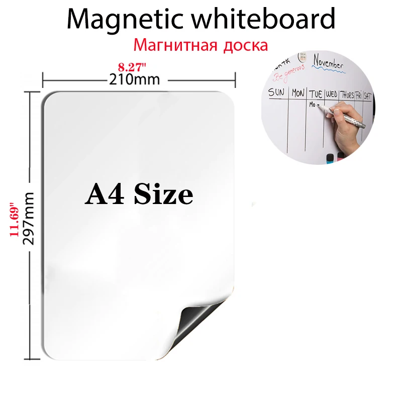 A4 Magnetic Dry Wipe WhiteBoard Soft Home Office Shopping List Office Notice Board Refrigerator Wall Stickers