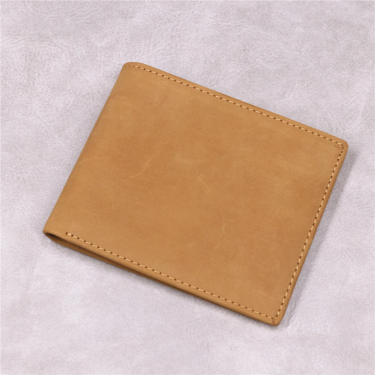 Genuine Leather Wallet For Men Vintage Short Bifold Men's Wallets Purse Card Holder ID Window With Engraved Words Gift For Son