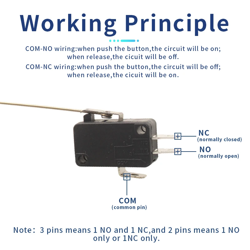 Wire handle 120mm long micro switch ZW7-9S travel limit switch 16A textile machine light acrylic induction switch