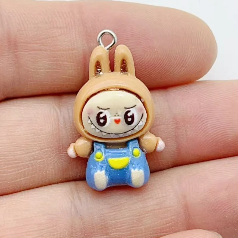 10Pcs Kawaii 토끼 딸기 하우스 수지 참 귀여운 만화 동물 펜던트 귀걸이 키 체인 DIY 쥬얼리 만들기 썸네일 3