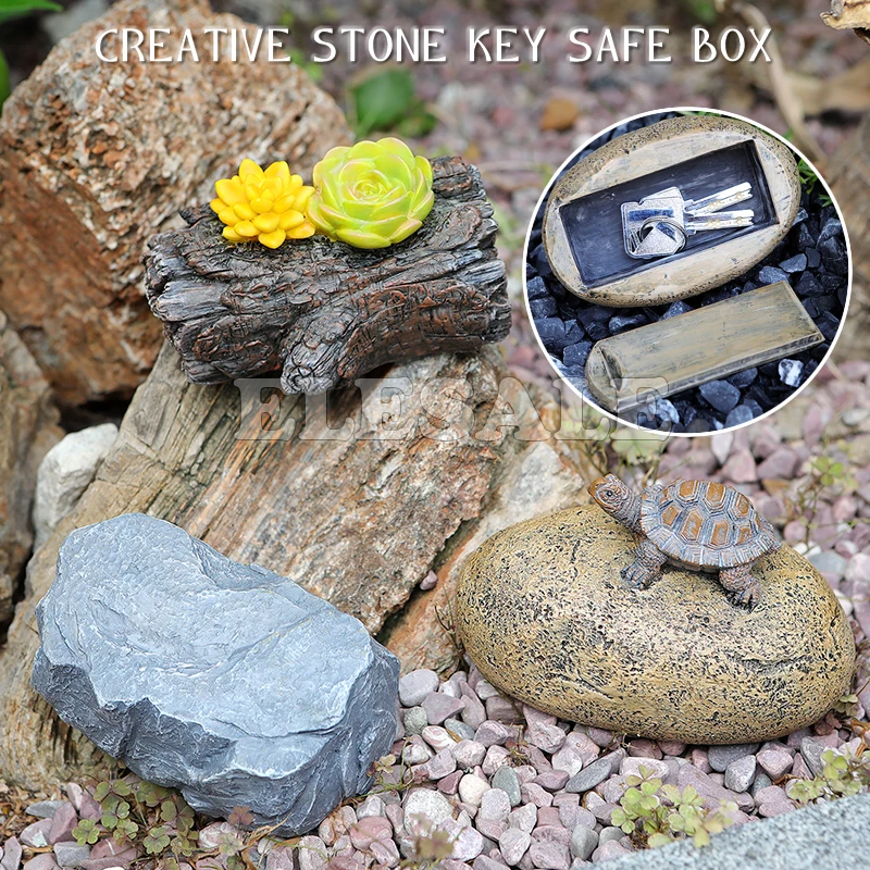 Creative Resin Statue of Stone Decorative Rock Hidden Key Safe Box Sight Secret Compartment Garden Decoration Ornament