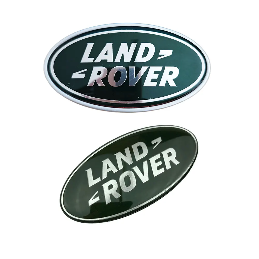 2 pezzi Logo in alluminio Land Rover Emblem Car Front Bonnet Badge e adesivo bagagliaio posteriore per Land Rover Freelander Discovery Defender