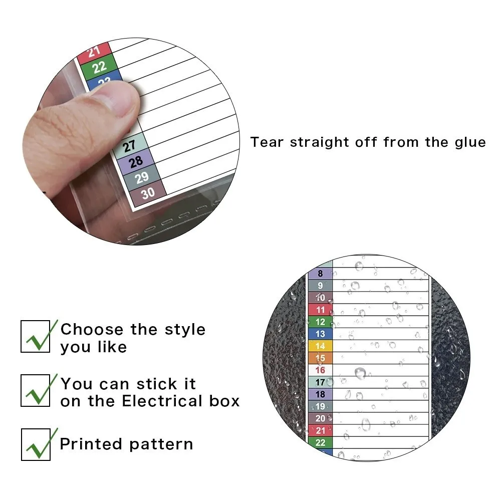 2 juegos (2 unids/set) etiqueta adhesiva de caja eléctrica impermeable Material de PVC pegatinas de números de Panel de interruptor fáciles de usar escritas a mano