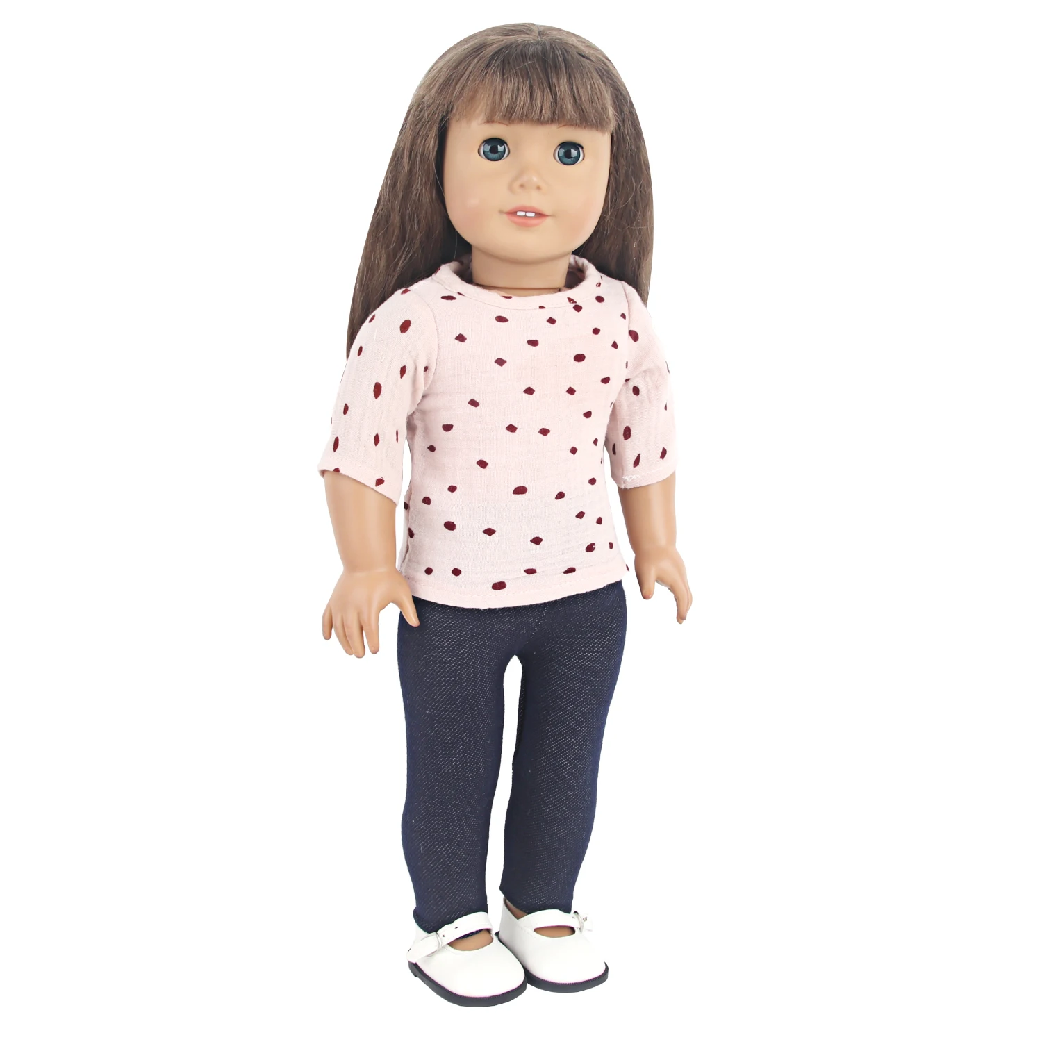 Half point short sleeved T-shirt+leggings Pants Clothes Set For 18 Inches American,43cm Baby New Born&OG Girl Doll,Girls Toy