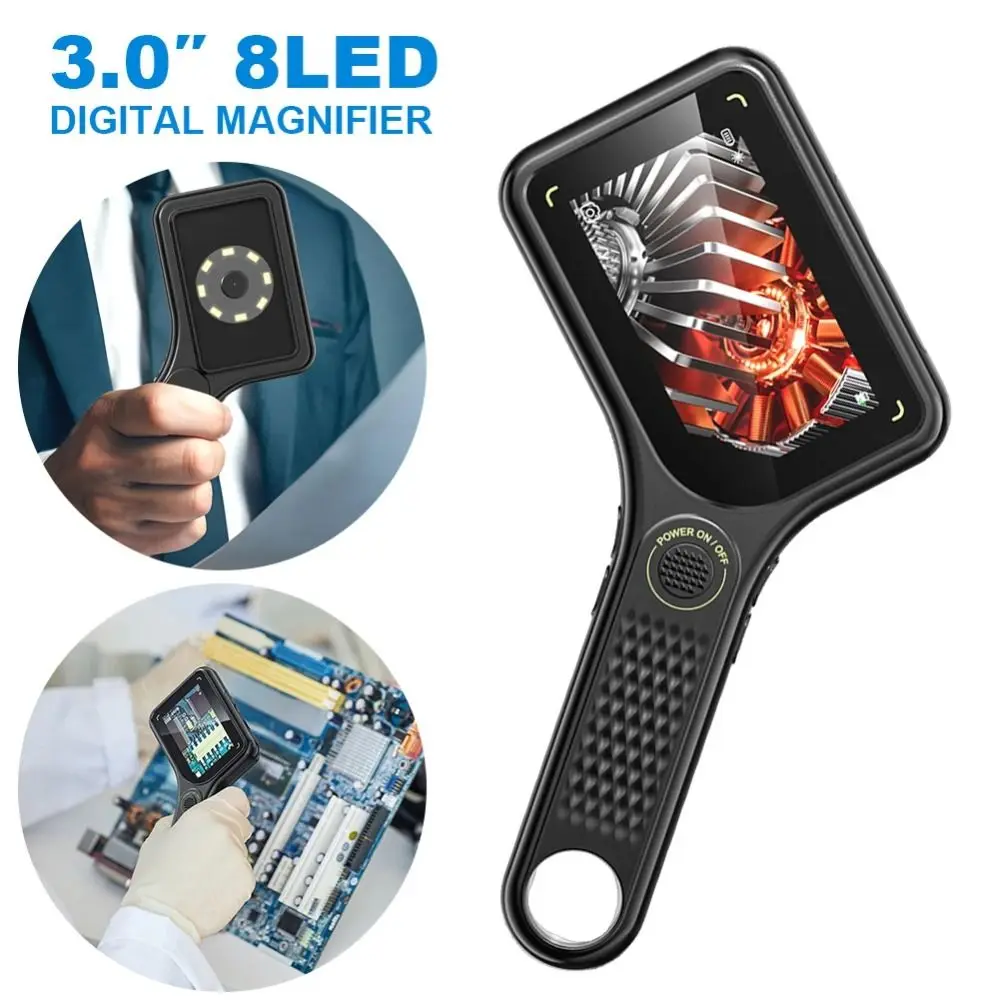 

500X Handheld Digital Microscope Camera 3-inch IPS Screen Mini Kids Optical Microscope 8 LED Lights Rechargeable