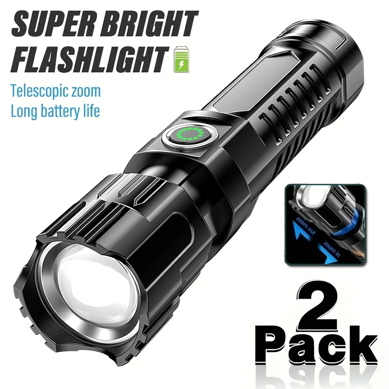 

Rechargeable Zoom LED Flashlight Handheld Torch with 3 Modes Waterproof High Power Light Hand Lamp for Working Outdoor Camping