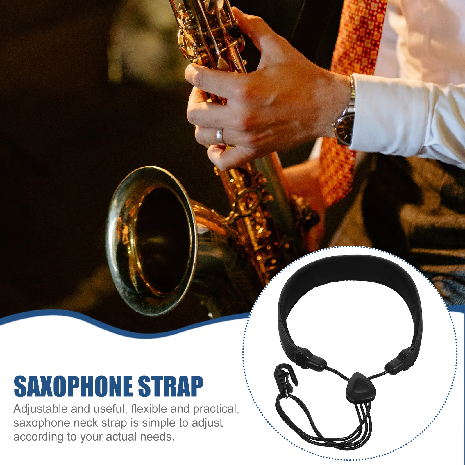 

1Pcs Comfortable Saxophone Neck Strap Durable Adjustable Hanging Strap Shoulder Relief Sax Accessories Easy Install Universal