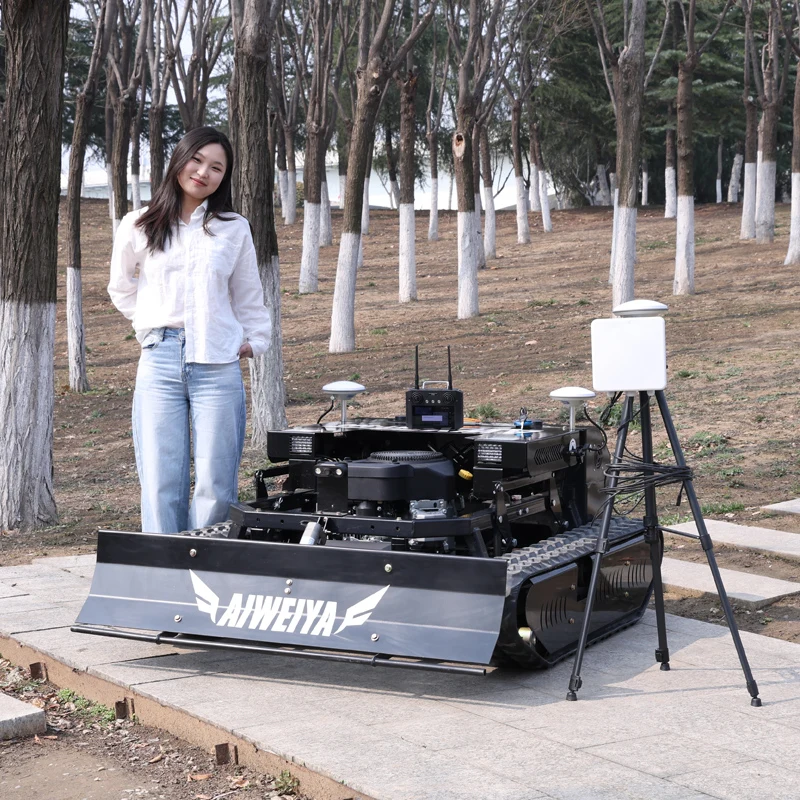 

Customized 900mm CE EPA Diesel Engine All Terrain Agriculture Rubber Remote Control Robot Flail Lawn Mower With GPS Snow plow