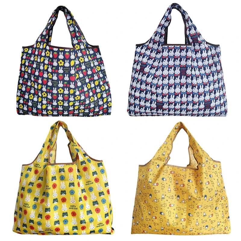 Bolsa de Compras Plegable Grande Kawaii Miffy, Bolsa Ecológica Portátil, Bolsa de Almacenamiento para Viajes de Negocios, Regalo de Juguete para Niña