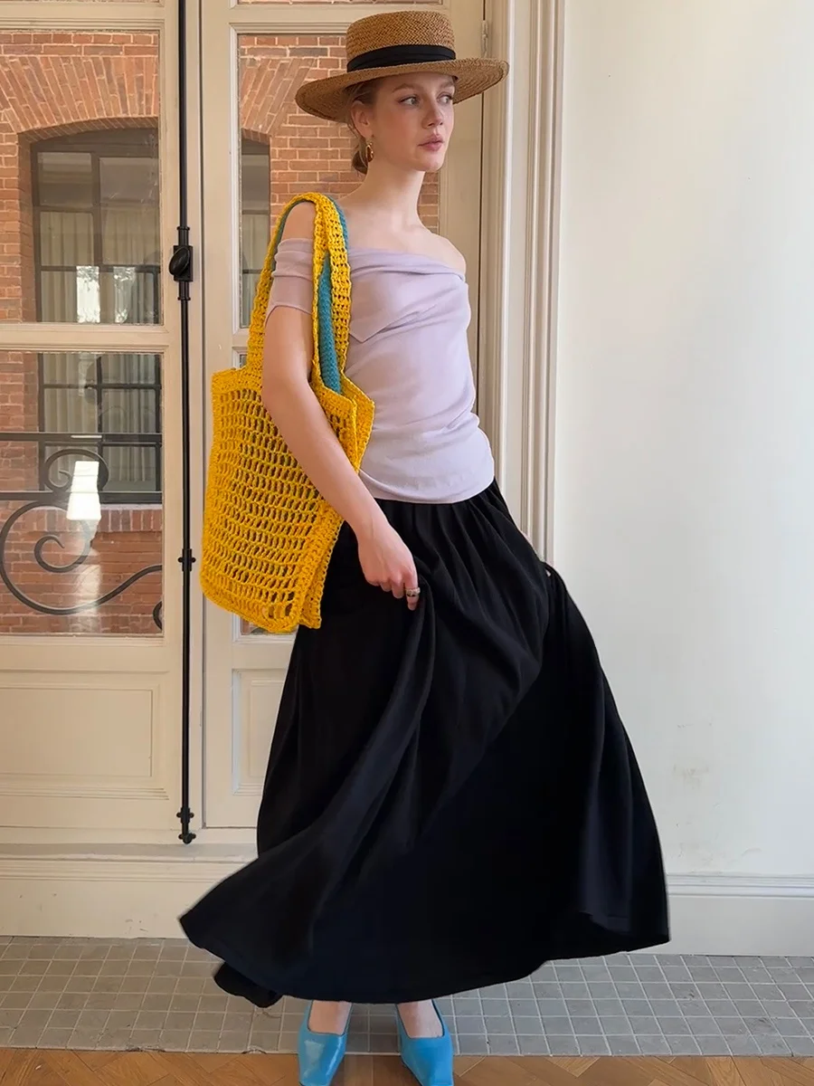 

f Skirt Women's Base Knitted Dr Silk 2025 New Spring Simple High Waist Straight Tube Skirt A-Line Midi Skirt