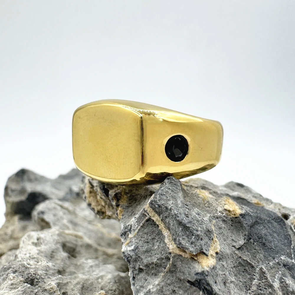 

Кольцо с квадратными камнями, ювелирные изделия из нержавеющей стали 316L, полировка в стиле панк, золотое, серебро, кольцо унисекс, размер 6-12