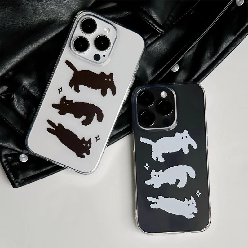 

Ins Korean Style Cute Three Cat Phone Case For iPhone 17 16 15 11 12 14 13 Pro Max Mini X XS XR 7 Plus SE4 16E Shockproof Cover