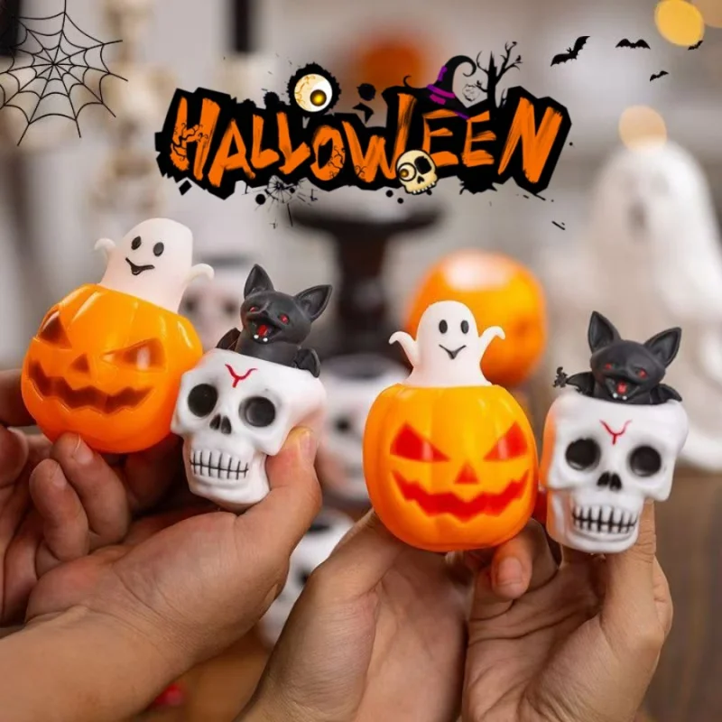 

1 шт., Хэллоуин, тыква, призрак, череп, летучая мышь, сжимаемая чашка, вечерние украшения для фестиваля, орнамент для снятия стресса, милый забавный подарок