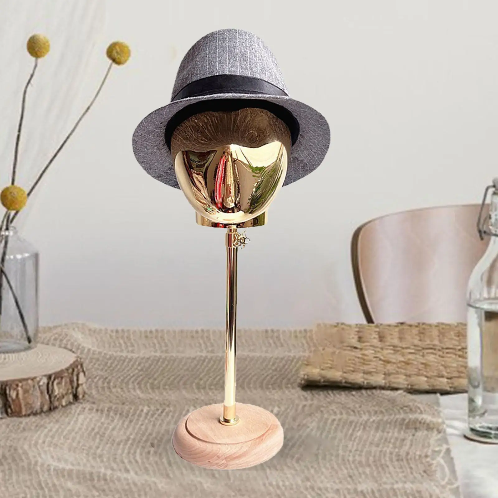 Manichino Styling testa parrucca cappello espositore fondo in legno durevole per la casa e il salone di bellezza o il negozio