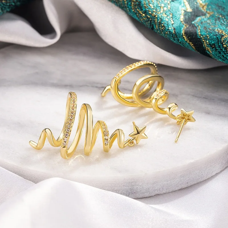 Kreative goldene Linien-Weihnachtsbaum-Ohrhänger für Damen, modische Stern-Ohrringe, Accessoires, Schmuck, Mädchen-Geschenke, Party, Freizeitkleidung – Detail 17