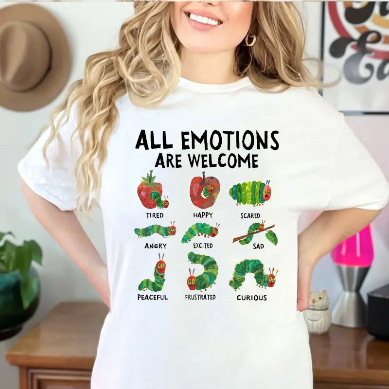 جميع العواطف ترحيب المعلم القطن تي شيرت العودة إلى المدرسة قميص Harajuku النساء الملابس الجرافيك تي شيرت Y2k أفضل الجمالية