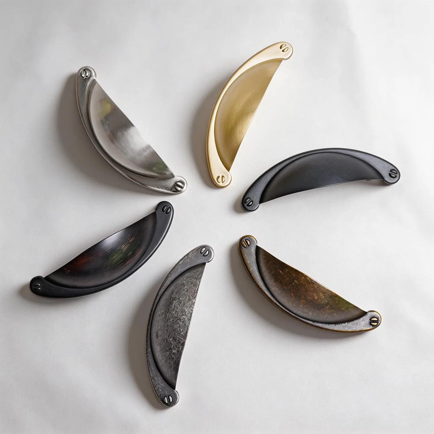 4PCS Vintage Shell Drawer Pull Handles Zinc Alloy 64mm Hole Spacing Cabinet Dresser Wardrobe Handles with Screws
