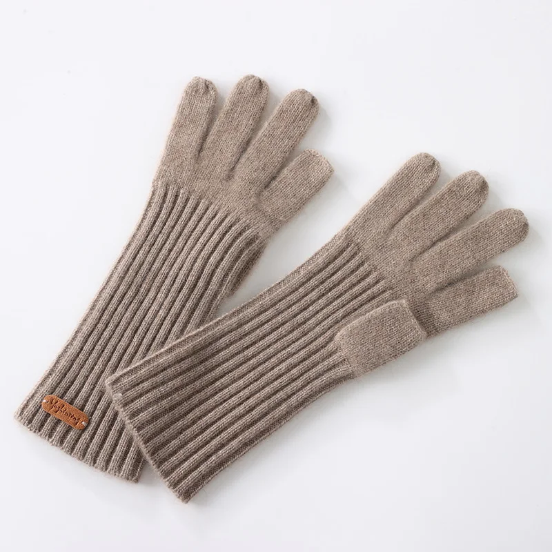 A-Class 100% Pure Cashmere Split Finger Gloves Men's and Women's Medium To Long Touch Screen Knitted Cold Resistant Warm Gloves