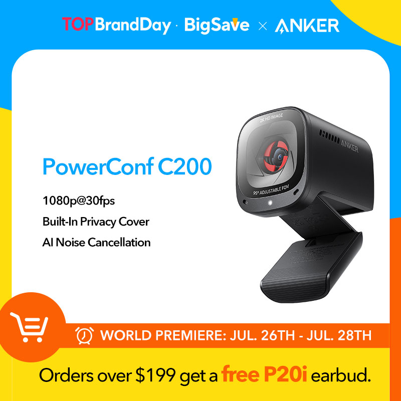  Anker PowerConf C200 2K Webcam for Laptop Computer mini usb web camera Noise Cancelling Stereo Microphones web cam 
