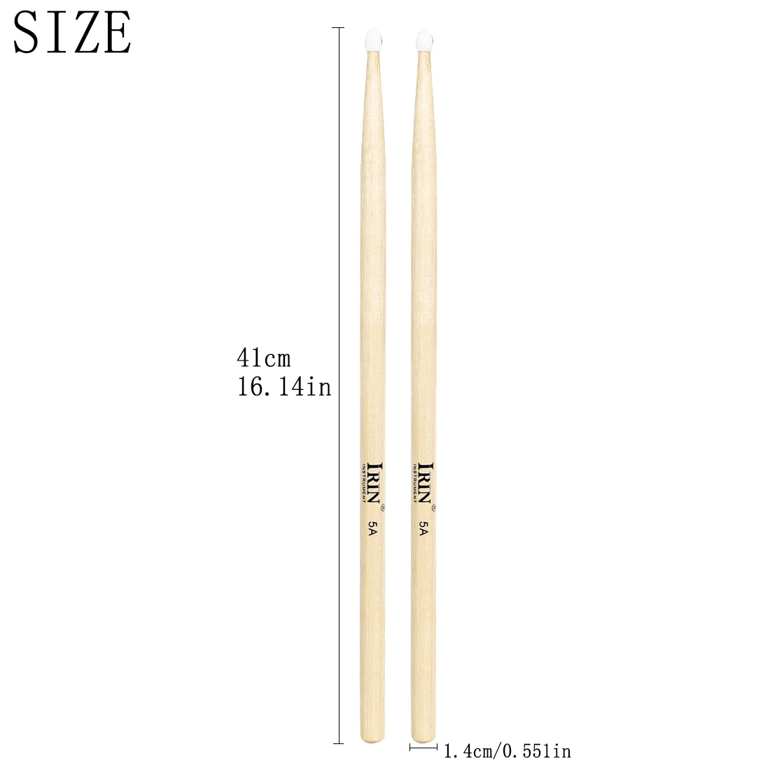 IRIN 1 Pairs 5A/7A Premium Maple Drumsticks Mallets Ideal for All Ages Durable Practice Drum Sticks for Jazz and Percussion