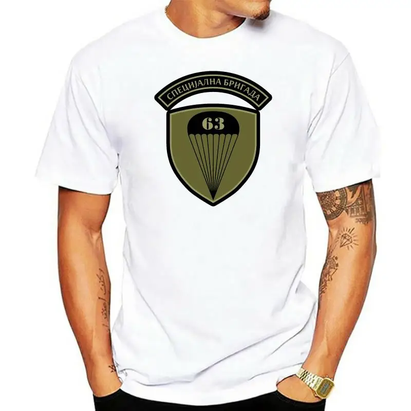 2022 Summer Fashion Casual Men O-Neck T Shirt Inspired Serbian Special Force, 63 Parachute Battalion Black Design T Shirt