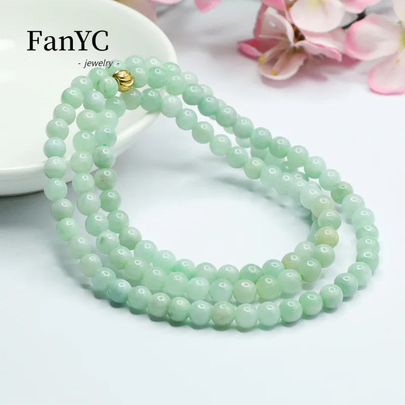 

Natural Burmese Jadeite 6mm Necklace Stylish Minimalist Women's Jewelry Gift