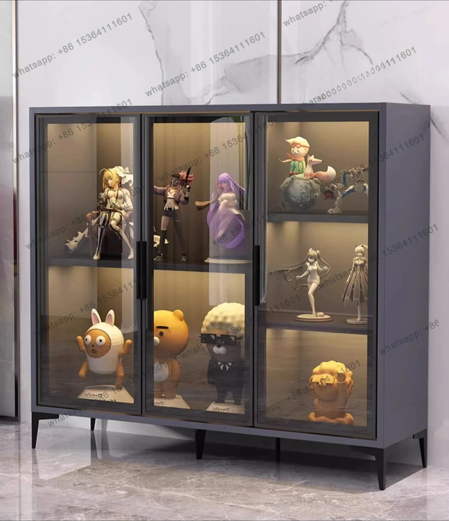 Light luxury glass cabinet display display living room storage designer storage high-end sense of simplicity