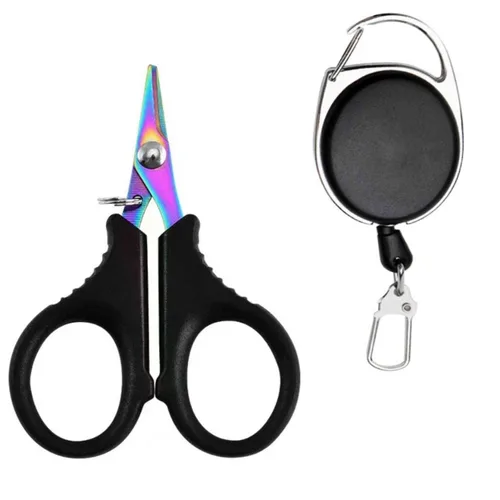 Alicates de tijera de pesca de acero inoxidable con revestimiento de titanio, cortador de línea trenzada de PE, accesorios de herramientas de pesca de carpa, 1 Uds.