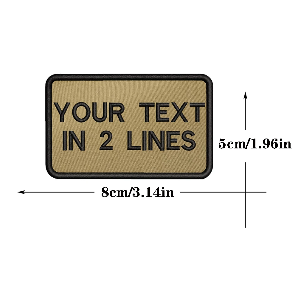8x5cm Khaki Background Embroidery Custom Name Patch Stripes Badge Iron On Or  Patches